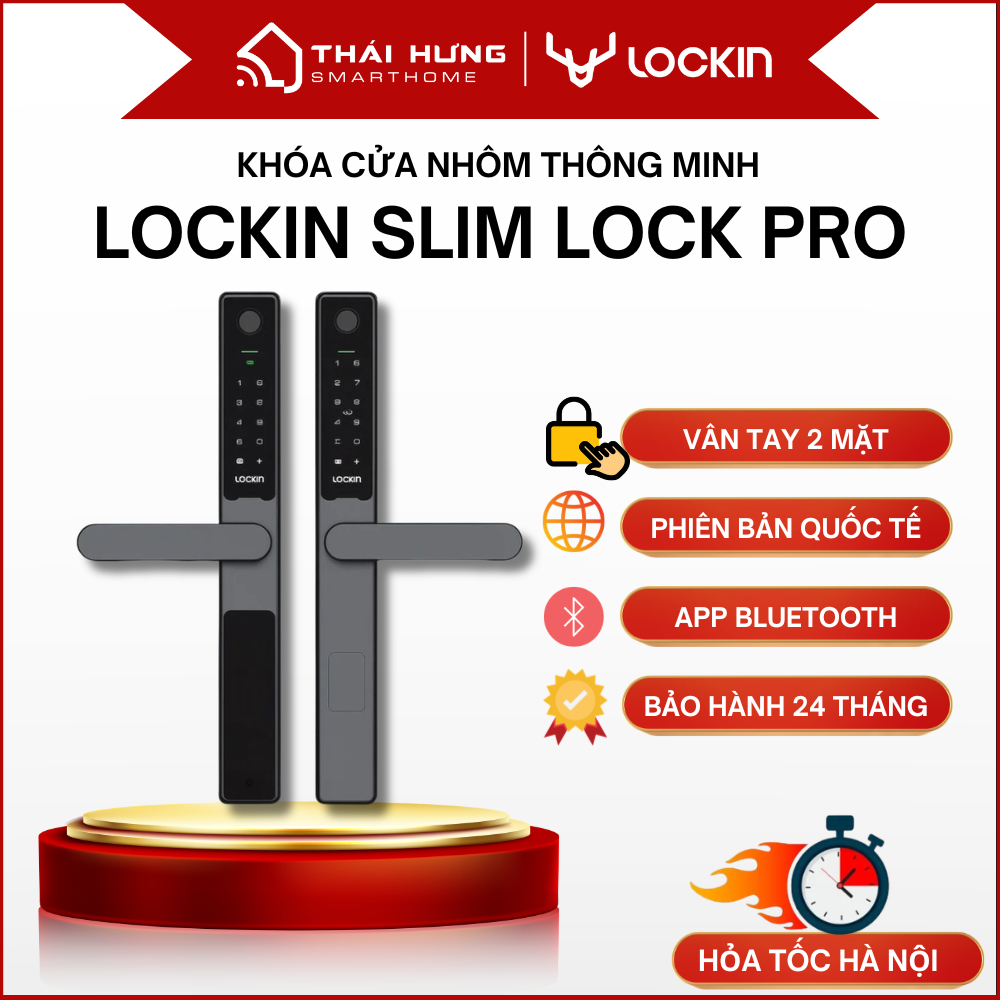 Khóa Vân Tay Cửa Nhôm 2 Mặt Lockin Slim Lock Bản Quốc Tế