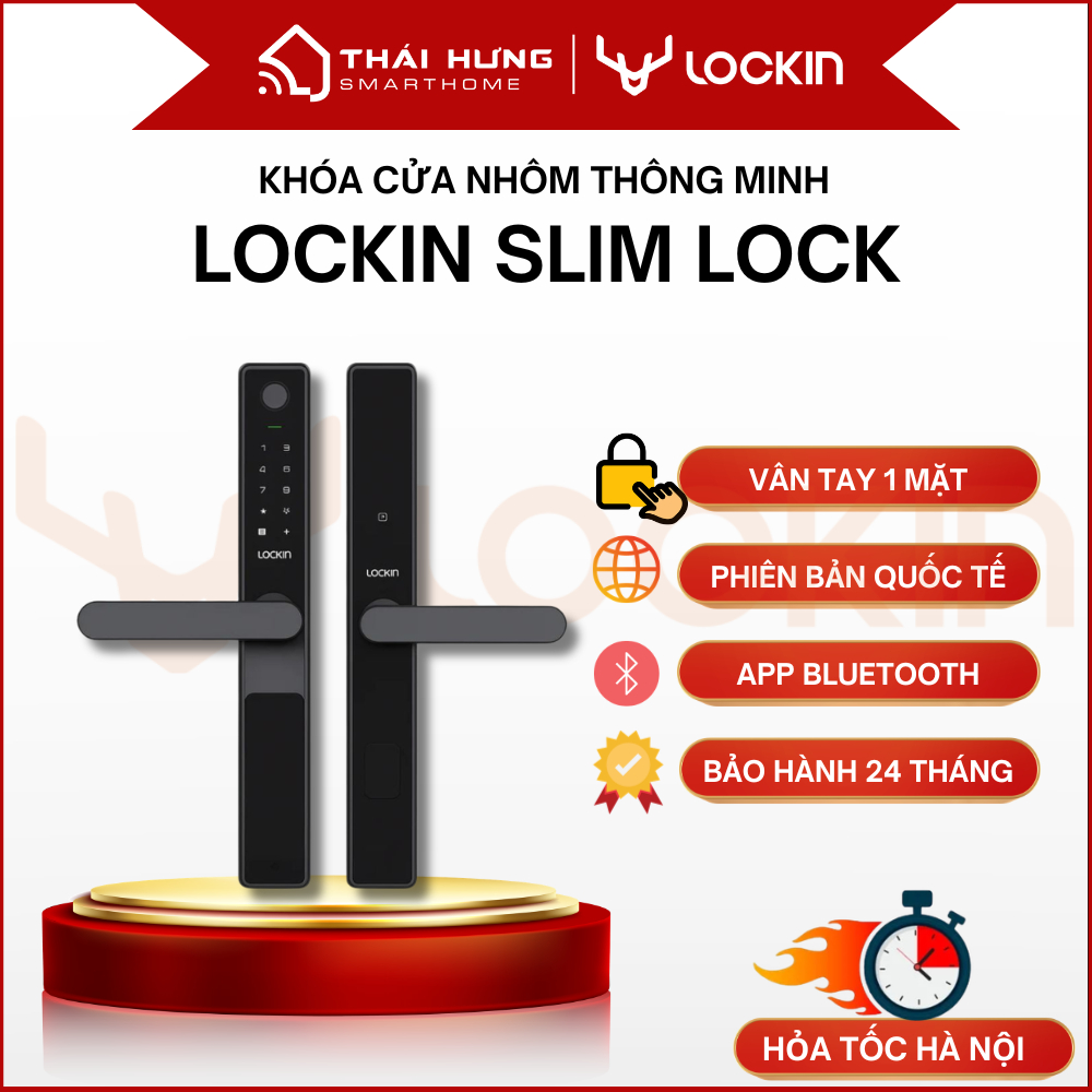 Khóa Vân Tay Cửa Nhôm 2 Mặt Lockin Slim Lock Bản Quốc Tế - Ảnh 2